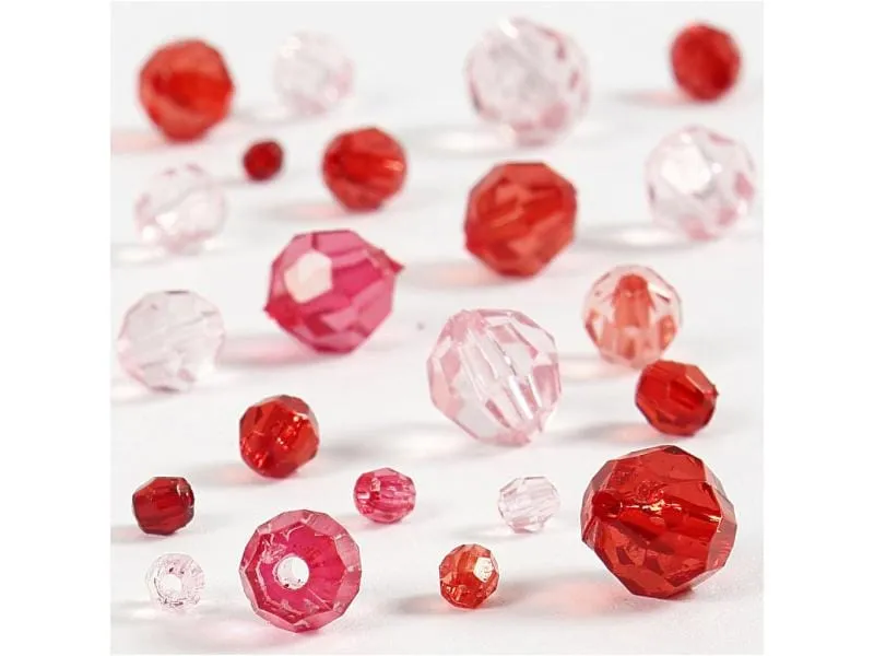 Creativ Company Facettenperlen 4-12 mm Rot, 170 Stück Creativ Company Facettenperlen 4-12 mm Rot, 170 Stück