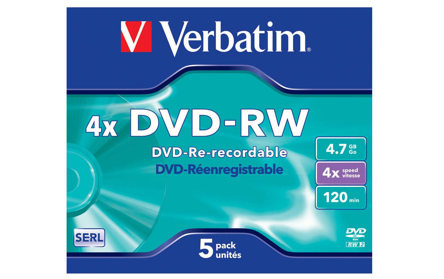 Verbatim DVD-RW 43285 4.7 GB, Jewelcase (5 Stück) Verbatim DVD-RW 43285 4.7 GB, Jewelcase (5 Stück)