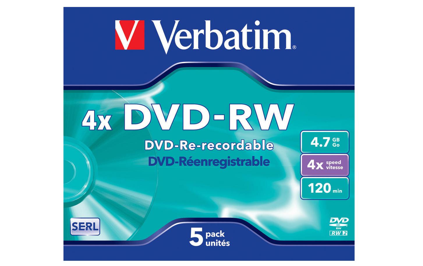 Verbatim DVD-RW 43285 4.7 GB, Jewelcase (5 Stück)