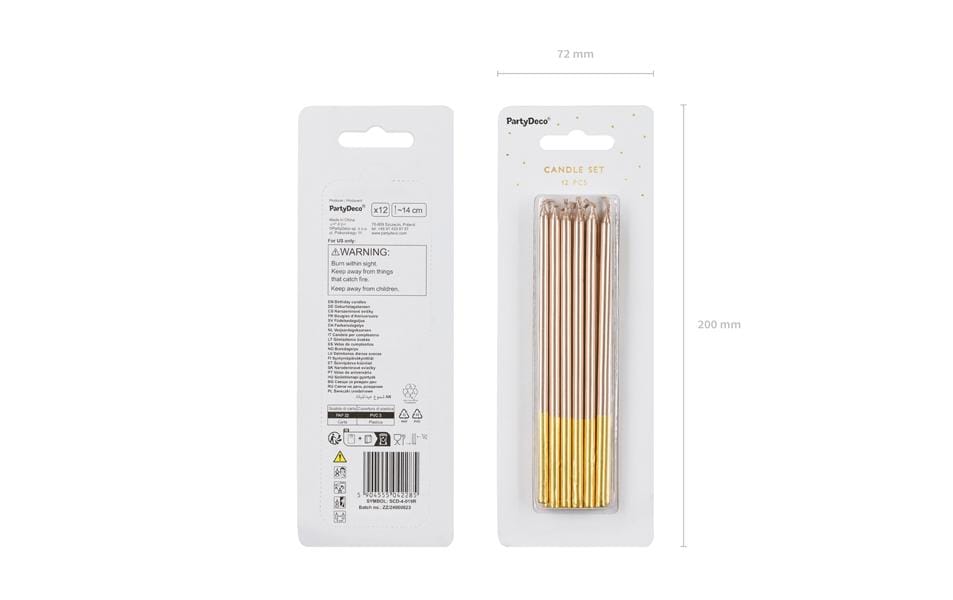 Partydeco Kerze Roségold, 14 cm, 12 Stück