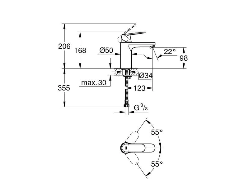 GROHE Lavaboarmatur Eurosmart M-Size 1/2, Chrom