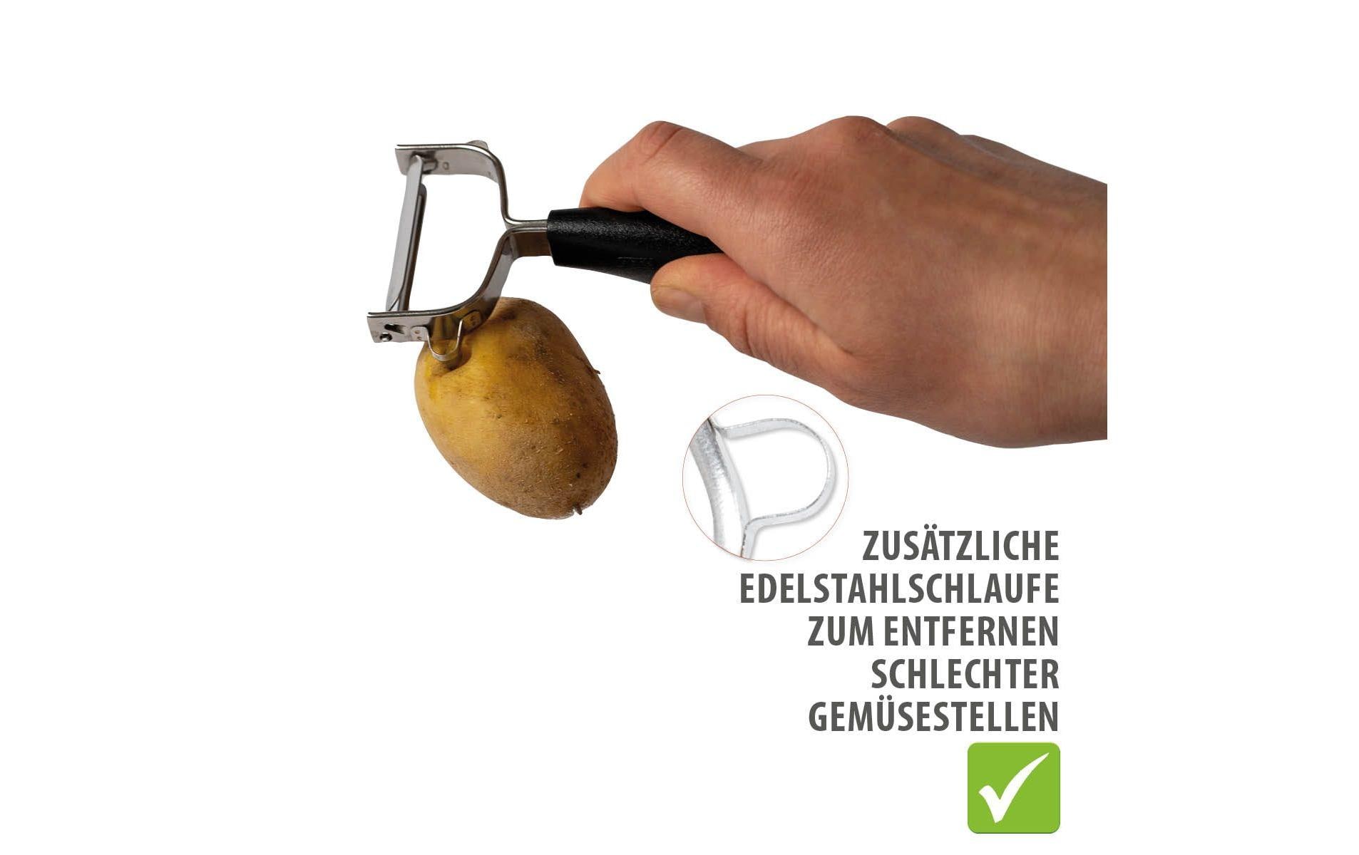 GEFU Sparschäler Universale 15.1 cm, Schwarz/Silber