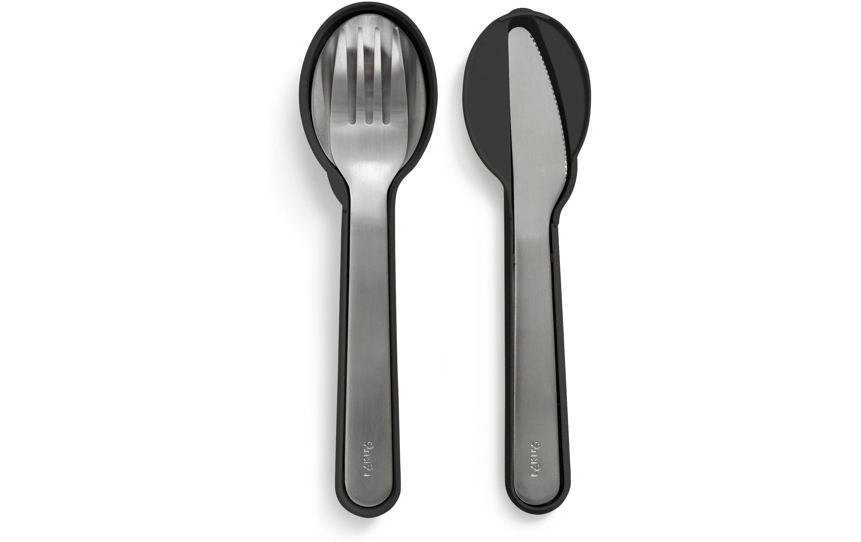 Lékué Besteck-Set to go 3-teilig, Schwarz