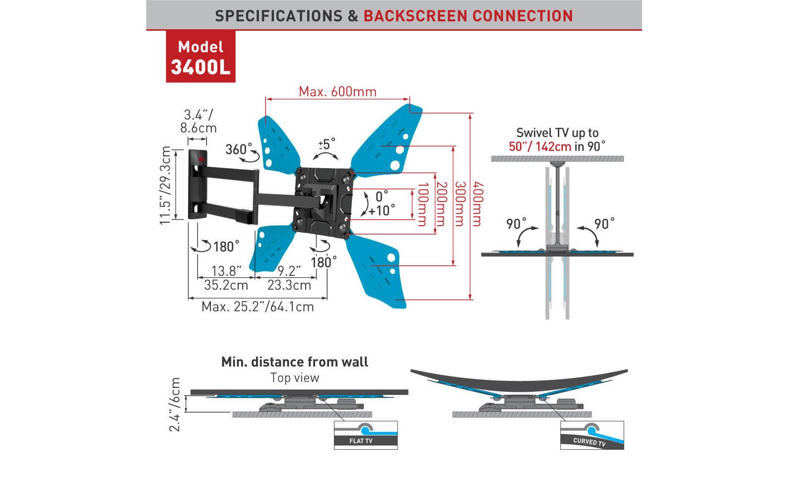 Barkan Wandhalterung WH 3400L Schwarz