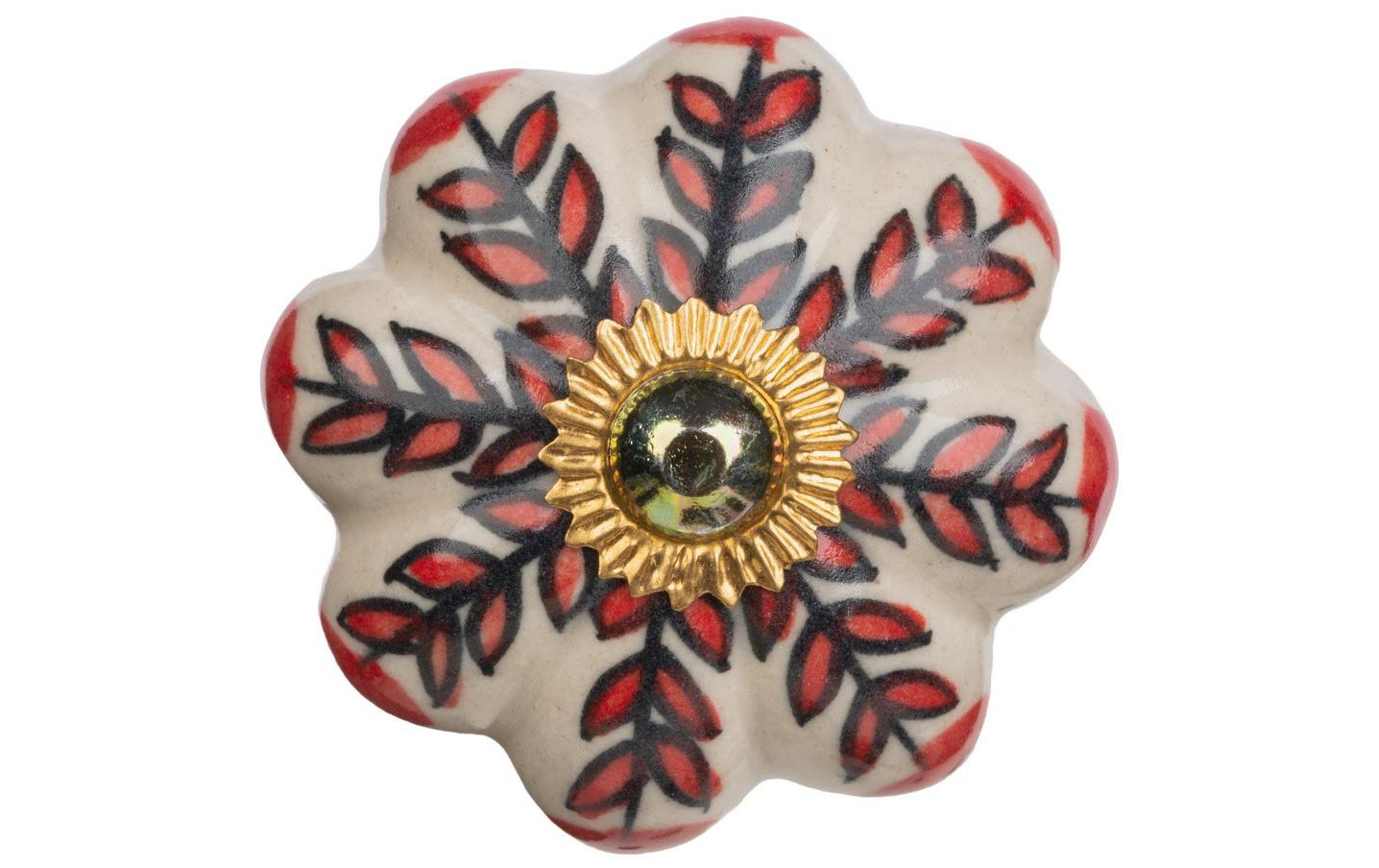 Tranquillo Möbelgriff handgemacht, Ø 4.5 cm, Weiss/Gold