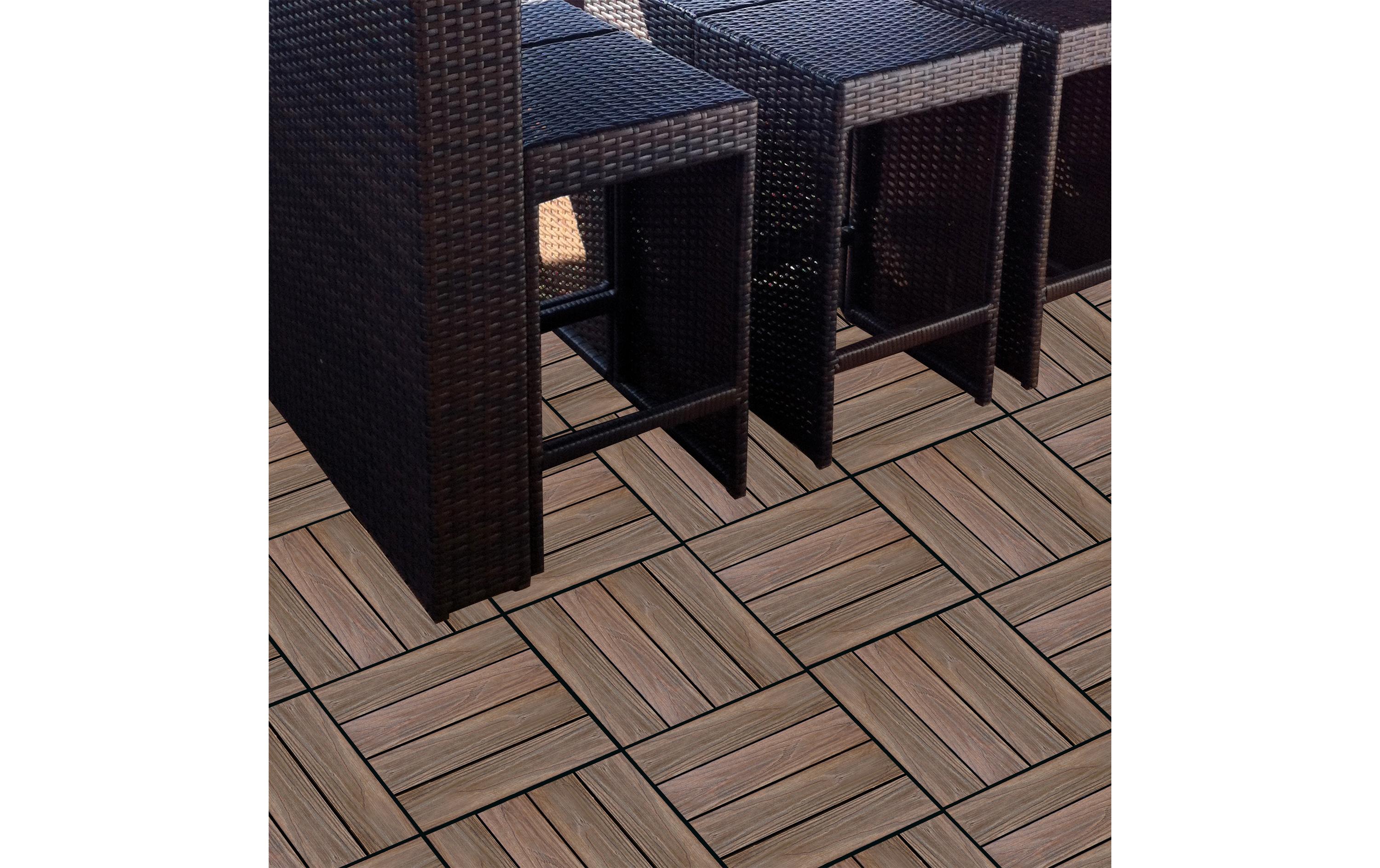 Florco Balkon-& Terrassenplatten WPC 3D braun 30 x 30, 6 Stk.