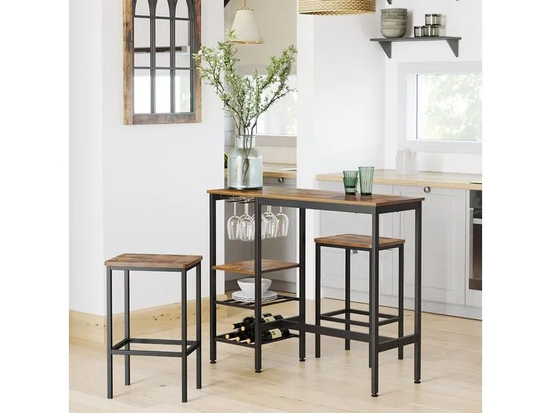 VASAGLE Bartisch Industrial 40 x 90 cm, Braun/Schwarz VASAGLE Bartisch Industrial 40 x 90 cm, Braun/Schwarz