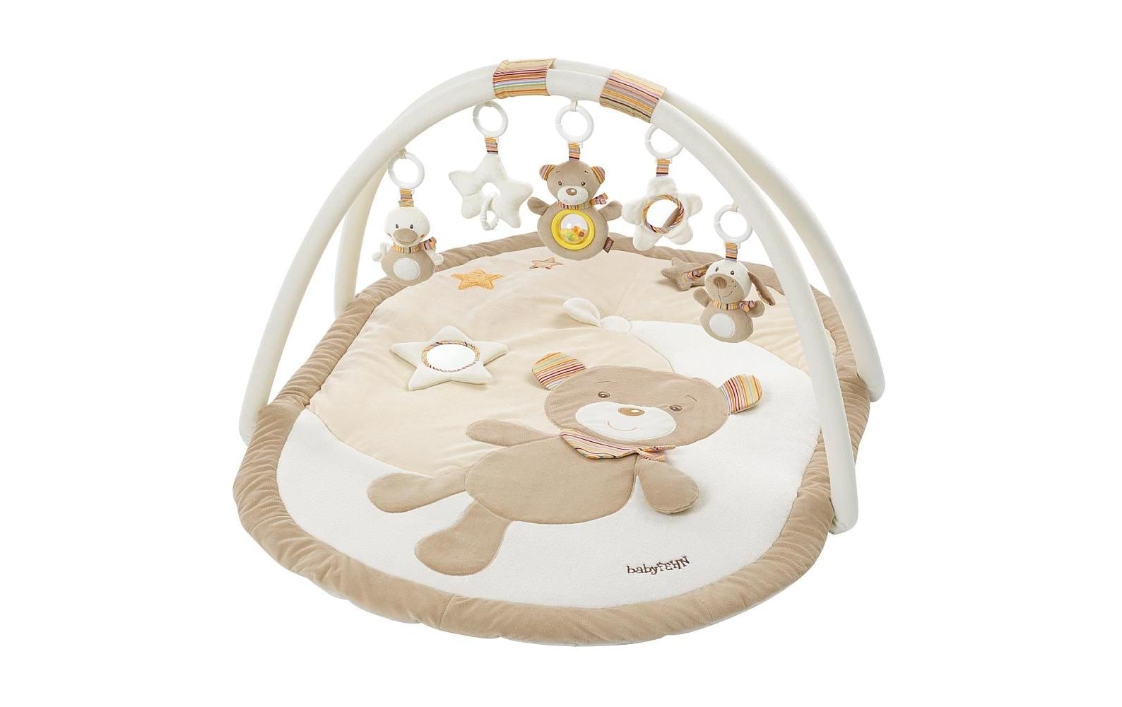 fehn Krabbeldecke mit Spielbogen Bär Rainbow