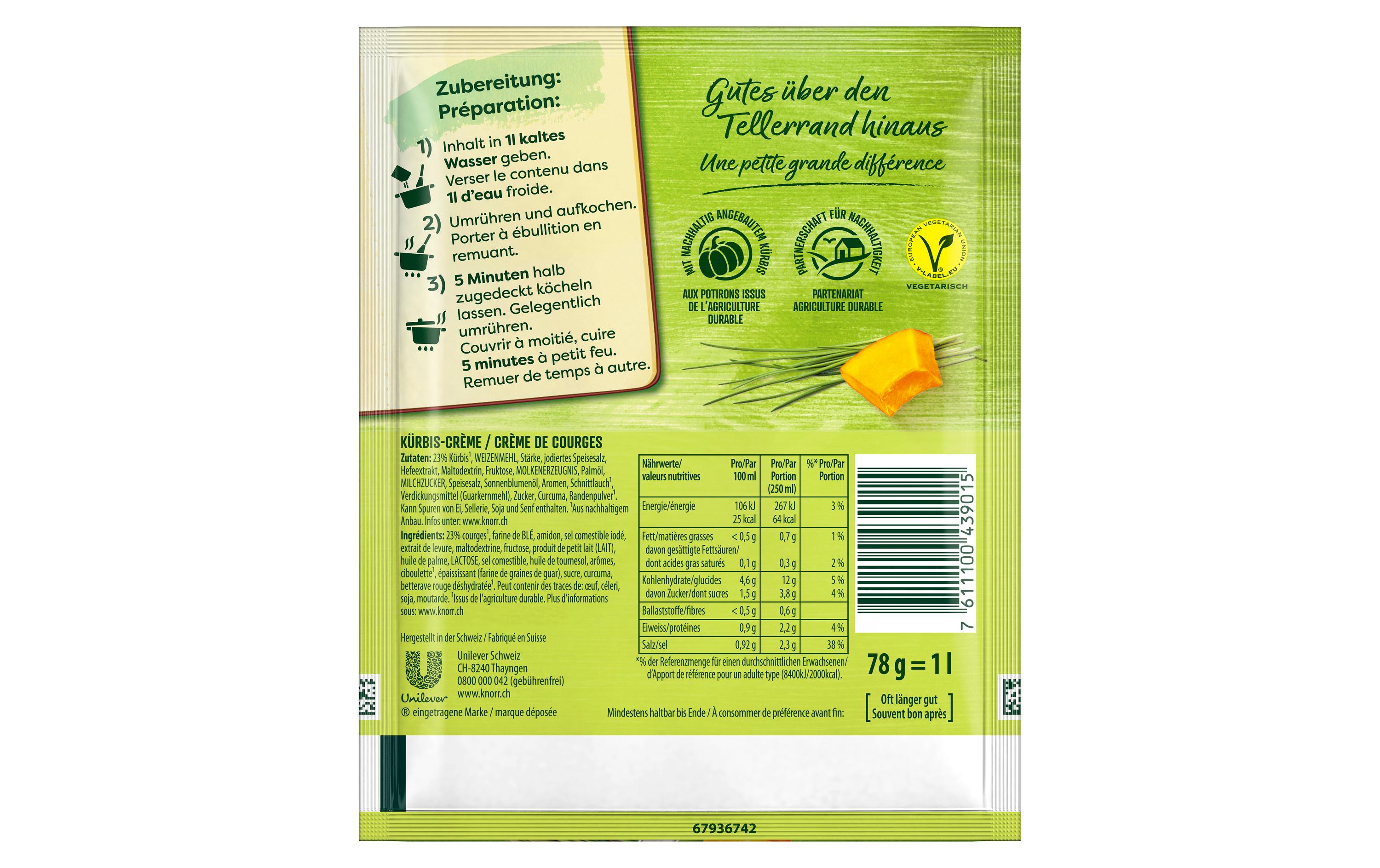 Knorr Kürbis-Crème Suppe 4 Portionen