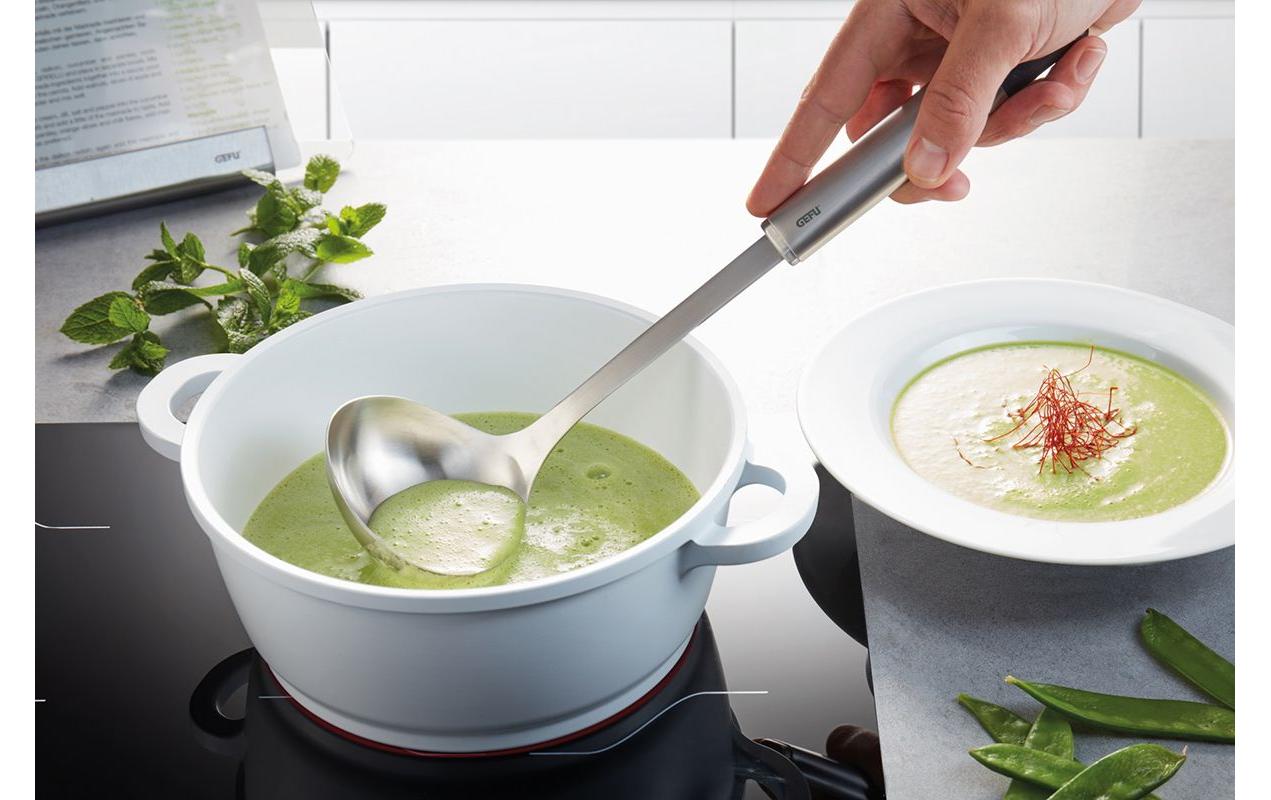 GEFU Schöpflöffel Primeline 34.2 cm, Schwarz/Silber