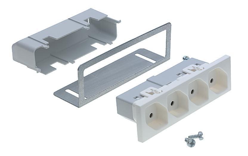 R&M Einbaukit FLF 4x T13 Steckdose, weiss R&M Einbaukit FLF 4x T13 Steckdose, weiss