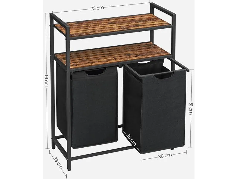 VASAGLE Wäschekorb 46 l, Schwarz VASAGLE Wäschekorb 46 l, Schwarz