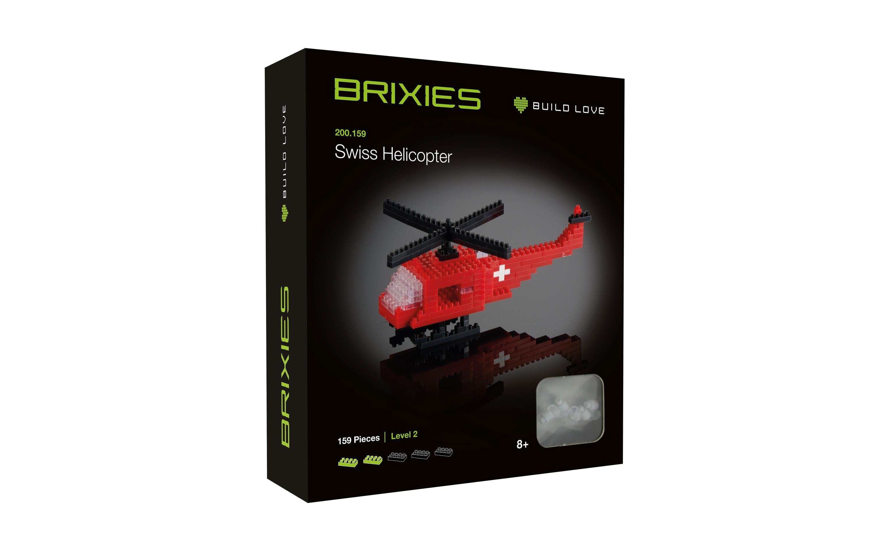 BRIXIES Bausteinmodell Schweizer Helikopter aus 159 Bausteinen