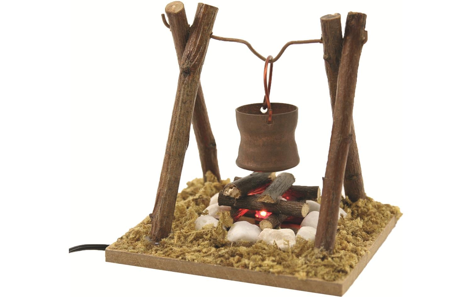 Botanic-Haus Krippenzubehör Feuerstelle mit Kupferkübel