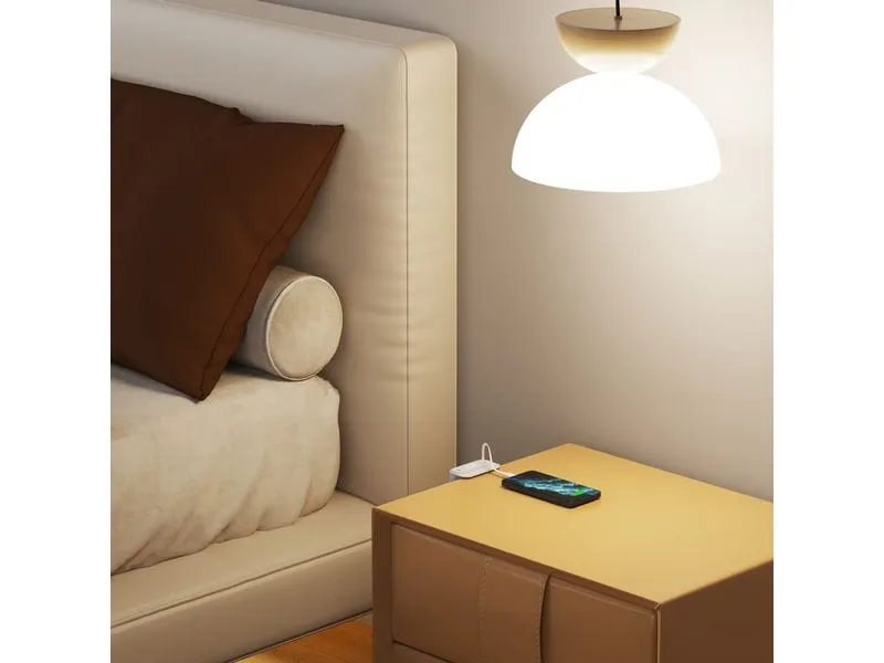 Schönenberger Mini Desktop Charger USB A+C PD20W Weiss mit ausziehbarem USB-C Kabel