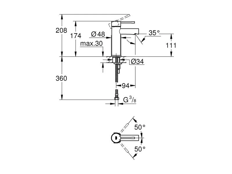 GROHE Lavaboarmatur Essence S-Size 1/2, Chrom