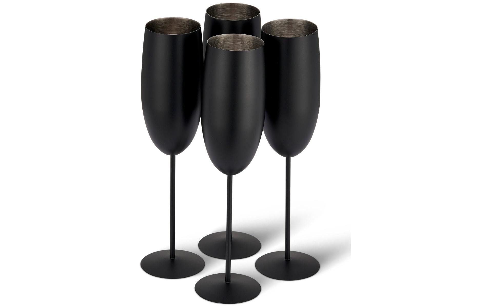 Oak & Steel Sektglas 285 ml, 4 Stück, Schwarz matt