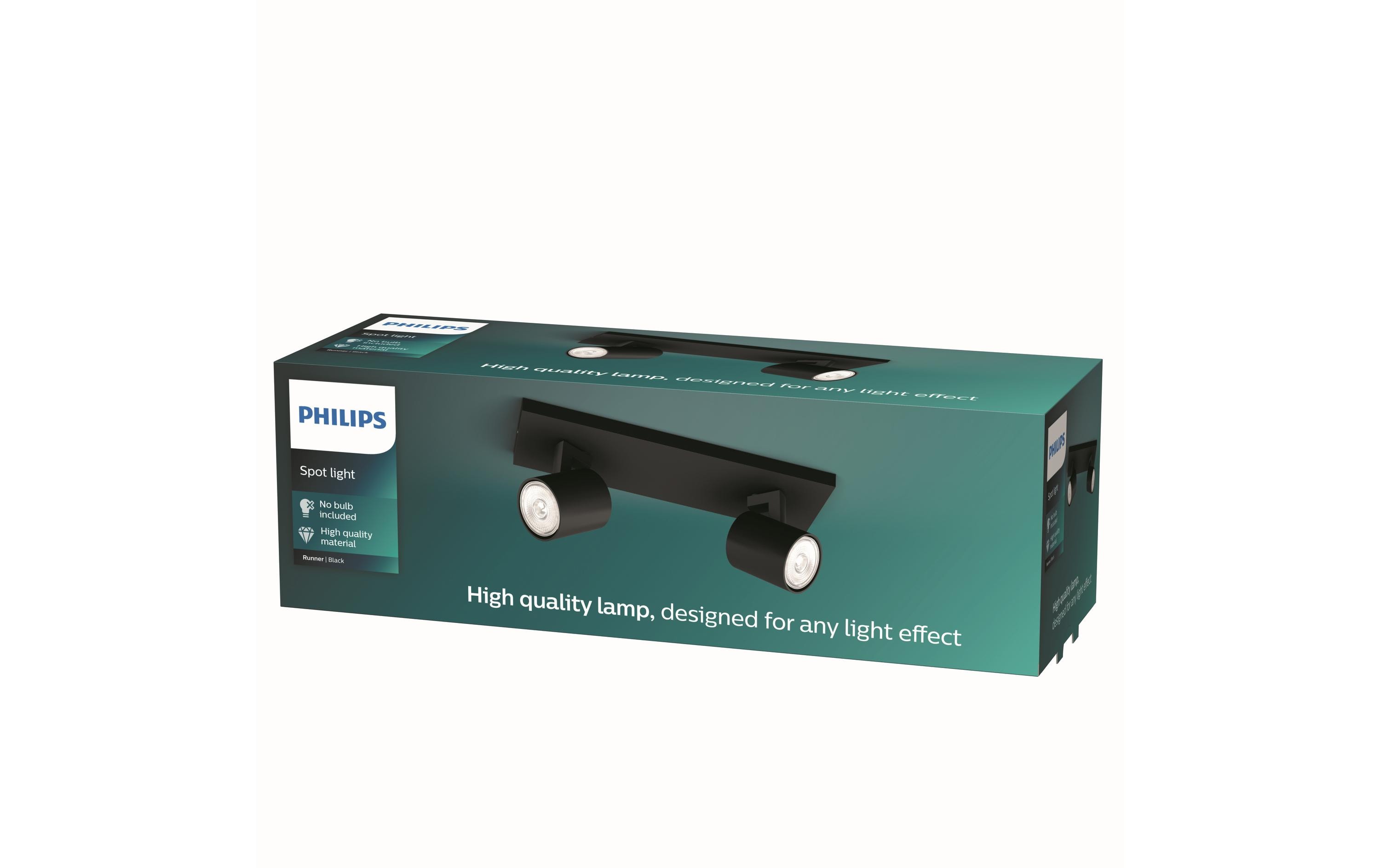 Philips Aufbauspot MyLiving Runner, 2 x GU10, 20W, Schwarz Philips Aufbauspot MyLiving Runner, 2 x GU10, 20W, Schwarz