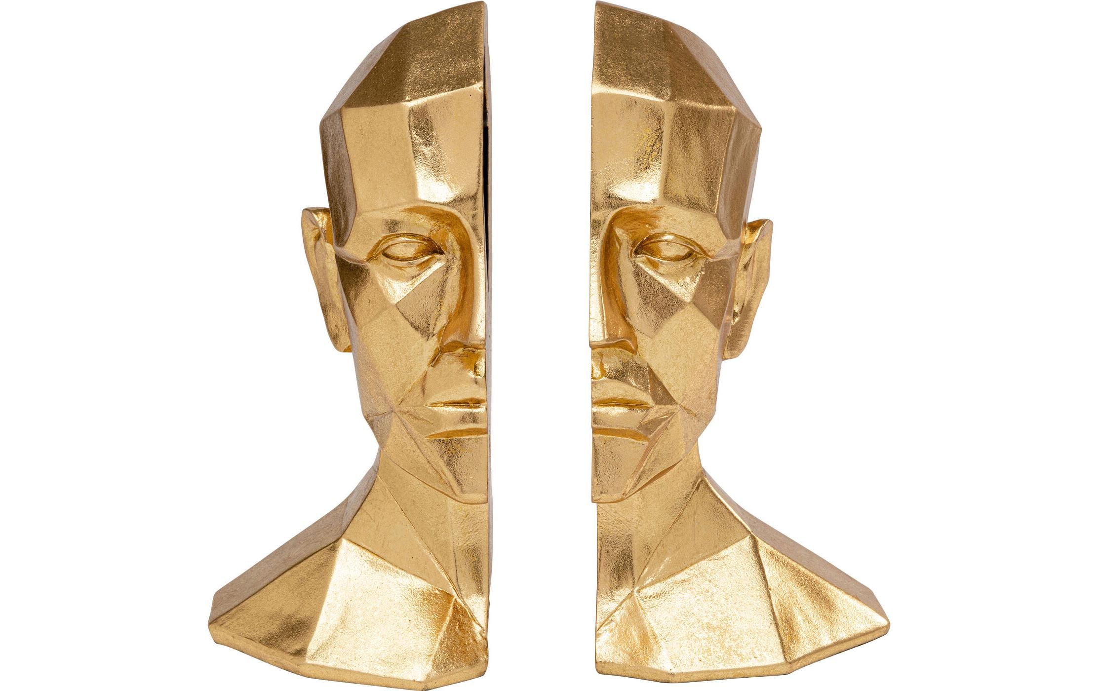 Kare Buchstütze Face 2er Set, Gold