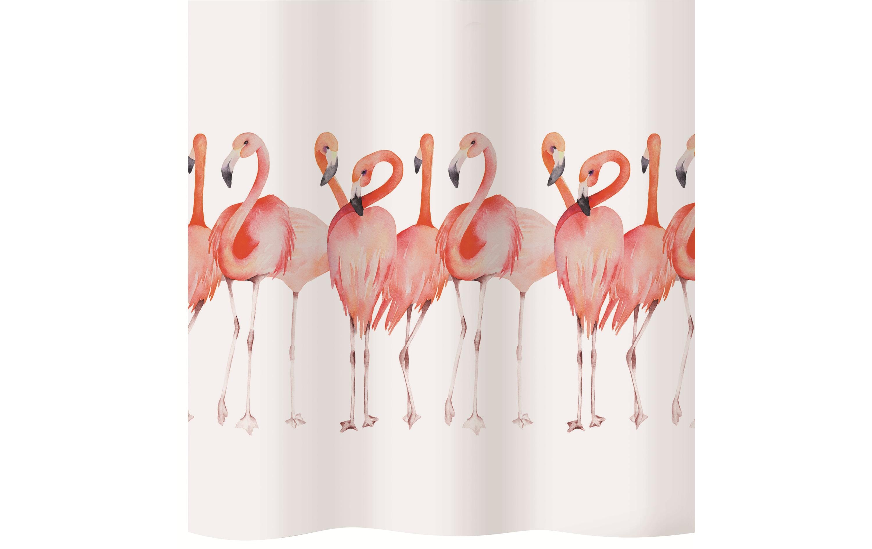 diaqua® Duschvorhang Flamingo 120 x 200 cm, Rosa/Weiss
