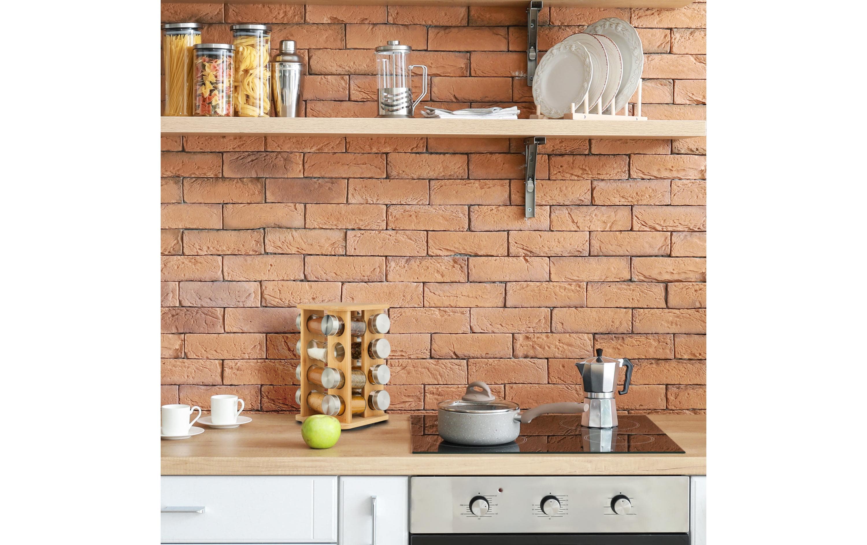 relaxdays Gewürzkarussell 16er Set Hellbraun/Silber/Transparent