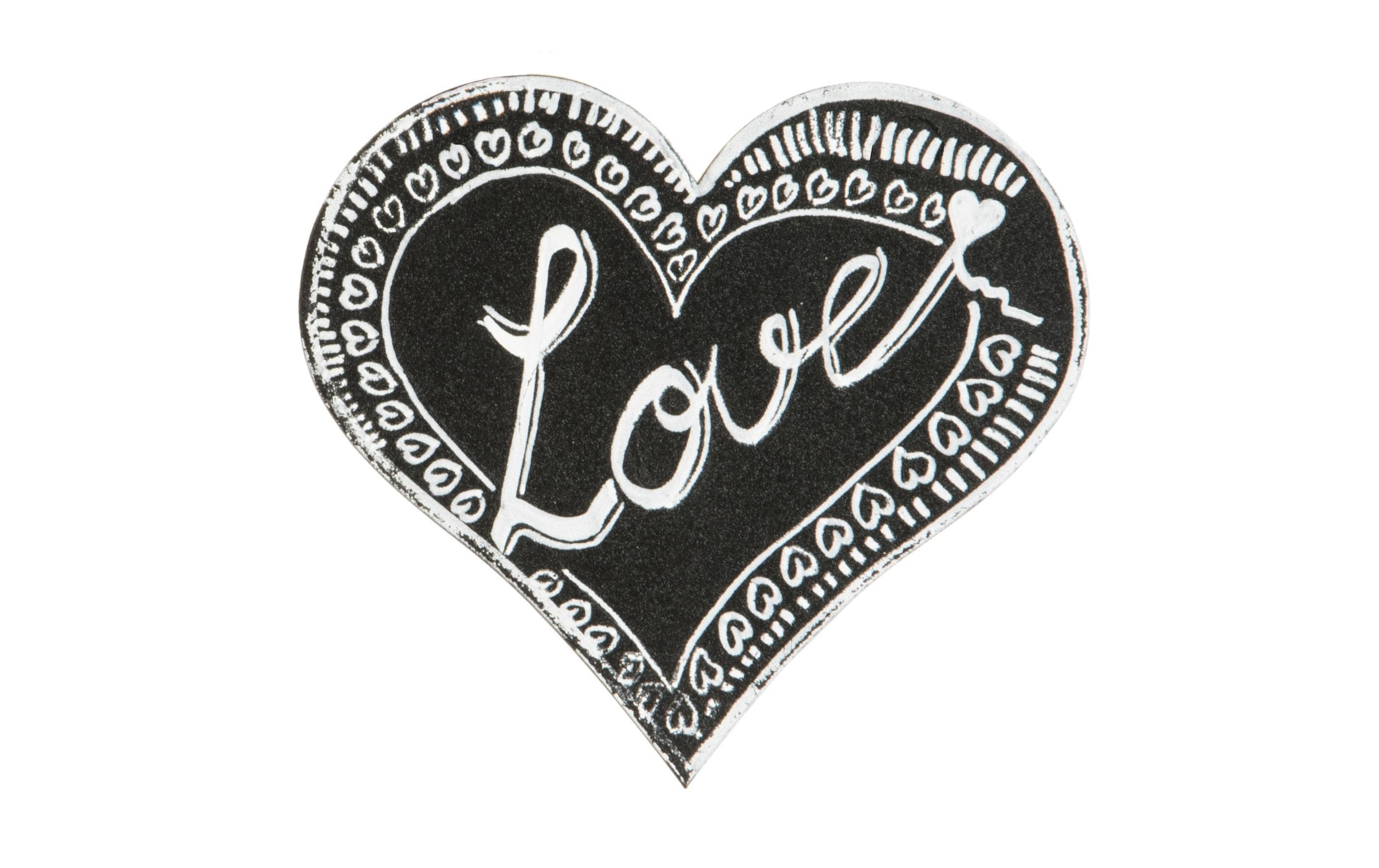 Securit Kreidetafel Silhouette Heart mit Klett, Schwarz