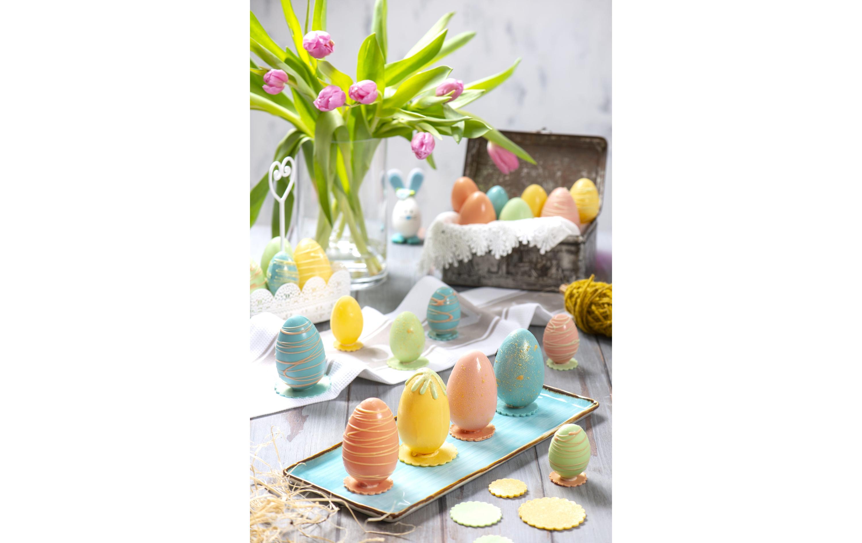 Decora Schablone Pralinenform - Eier 4 Hohlräume, Transparent Decora Schablone Pralinenform - Eier 4 Hohlräume, Transparent