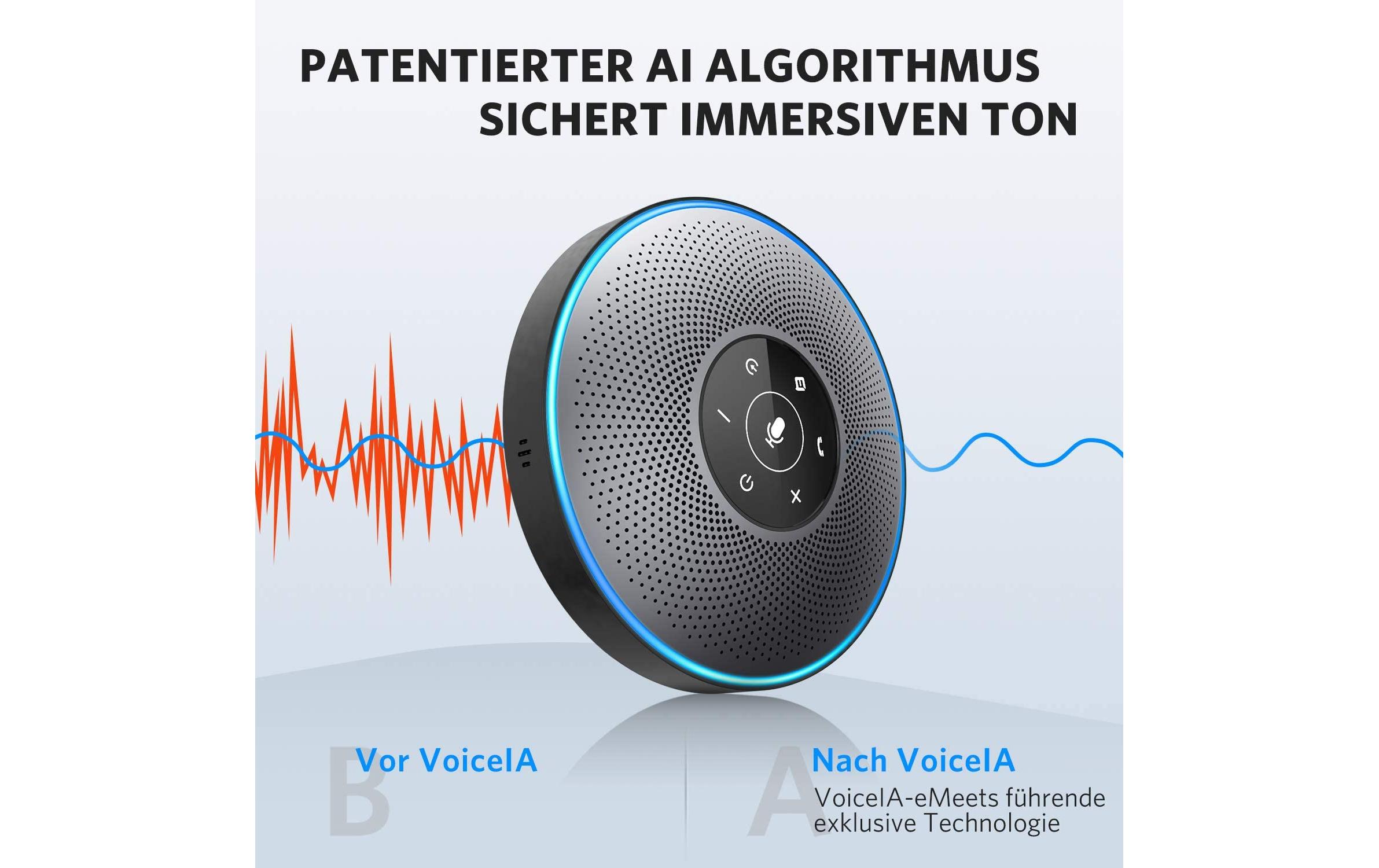 eMeet Speakerphone OfficeCore M2 USB Grau, mit Bluetooth Dongle