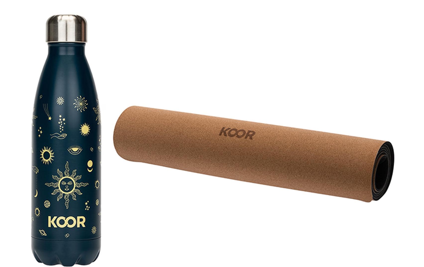 KOOR Yogamatte Kork Pro und Trinkflasche 500 ml KOOR Yogamatte Kork Pro und Trinkflasche 500 ml