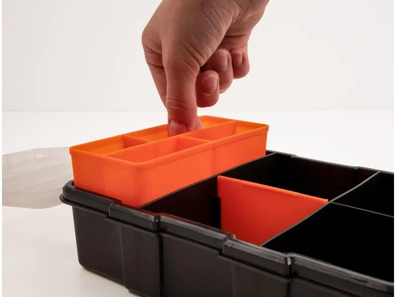 Delock Sortimentskasten Orange / Schwarz 11 Fächer Delock Sortimentskasten Orange / Schwarz 11 Fächer