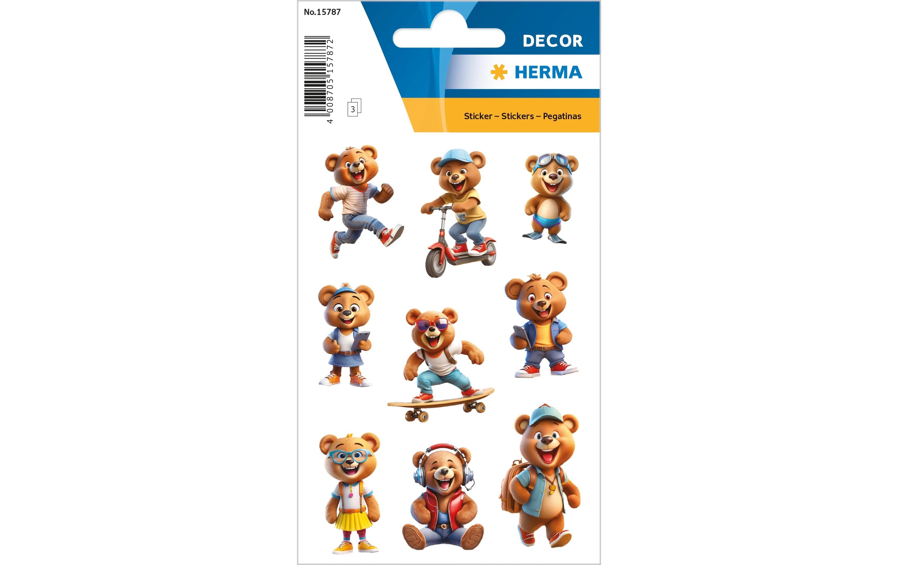 Herma Stickers Motivsticker Coole Teddys 3 Blatt mit je 9 Stickern