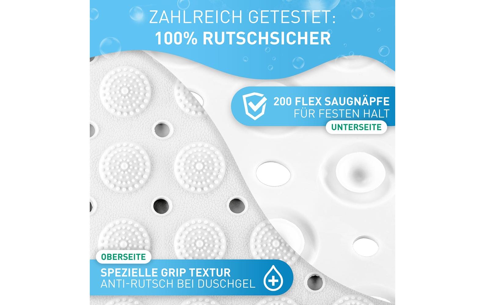 Flipline Badteppich rutschfest, BPA-frei 40 x 100 cm, Weiss