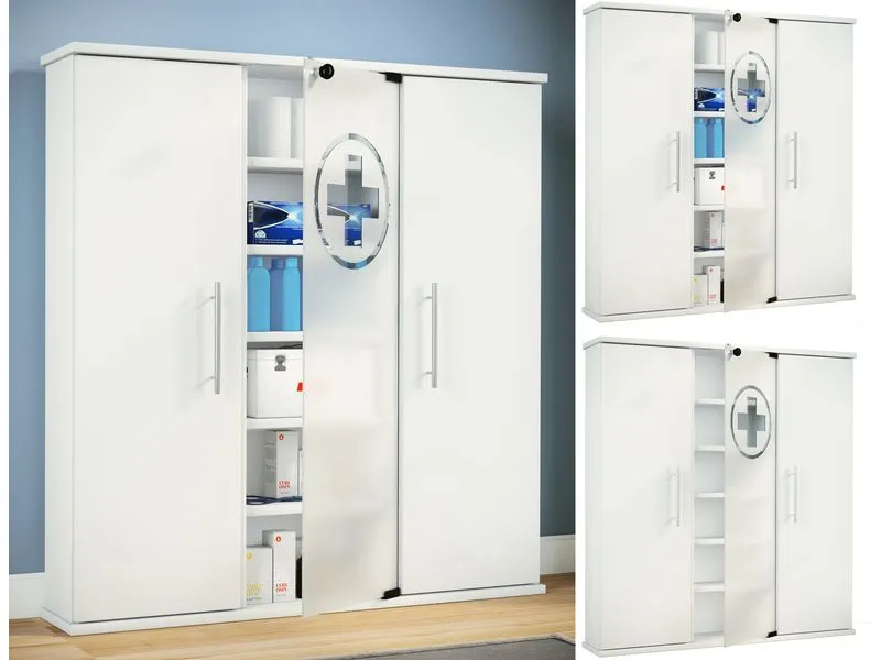 VCM Erste Hilfe Schrank Santila 92 x 88 x 18 cm, Weiss