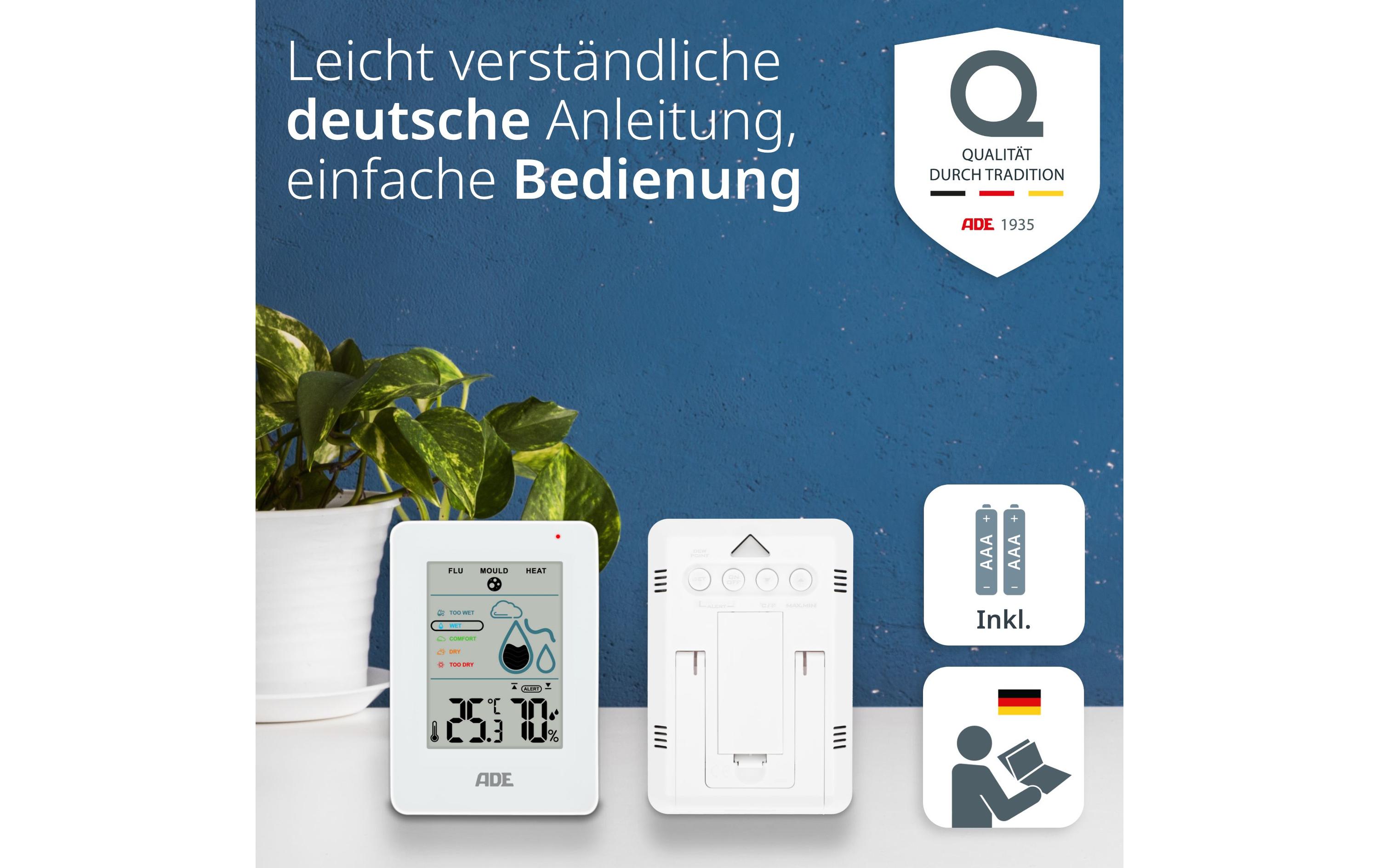 ADE Thermo-/Hygrometer digital Weiss