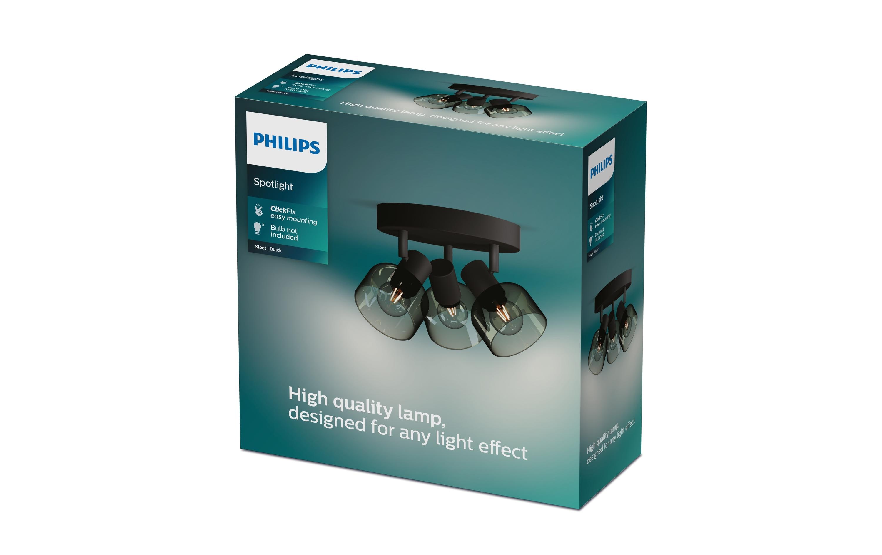 Philips Aufbauspot Sleet 3er Spot für E14, rund Schwarz, ohne LM