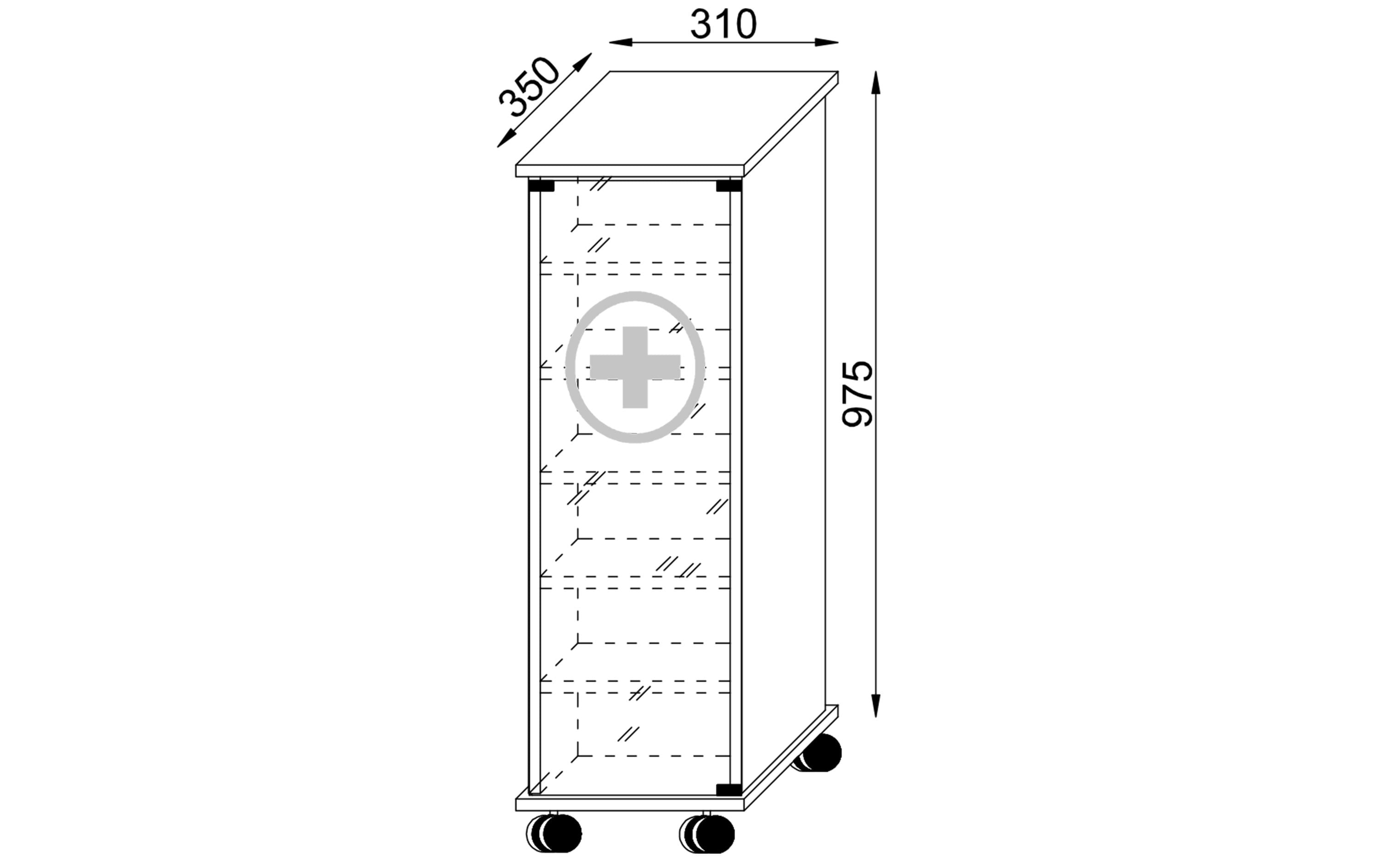 VCM Erste Hilfe Schrank Nilasu 98 x 31 x 35 cm, Weiss