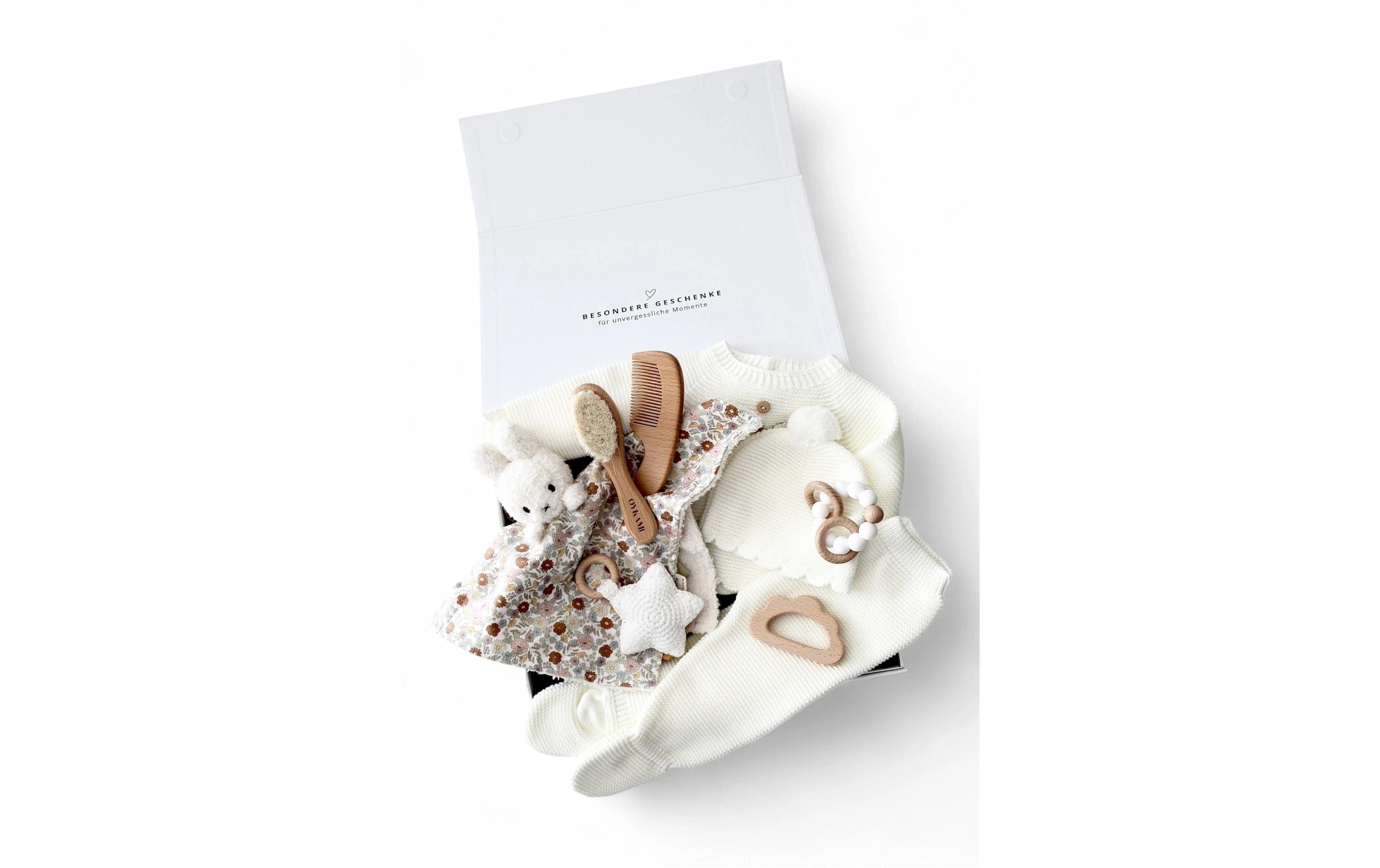 Oykami Geschenkset Babybox Siena Weiss Blumen