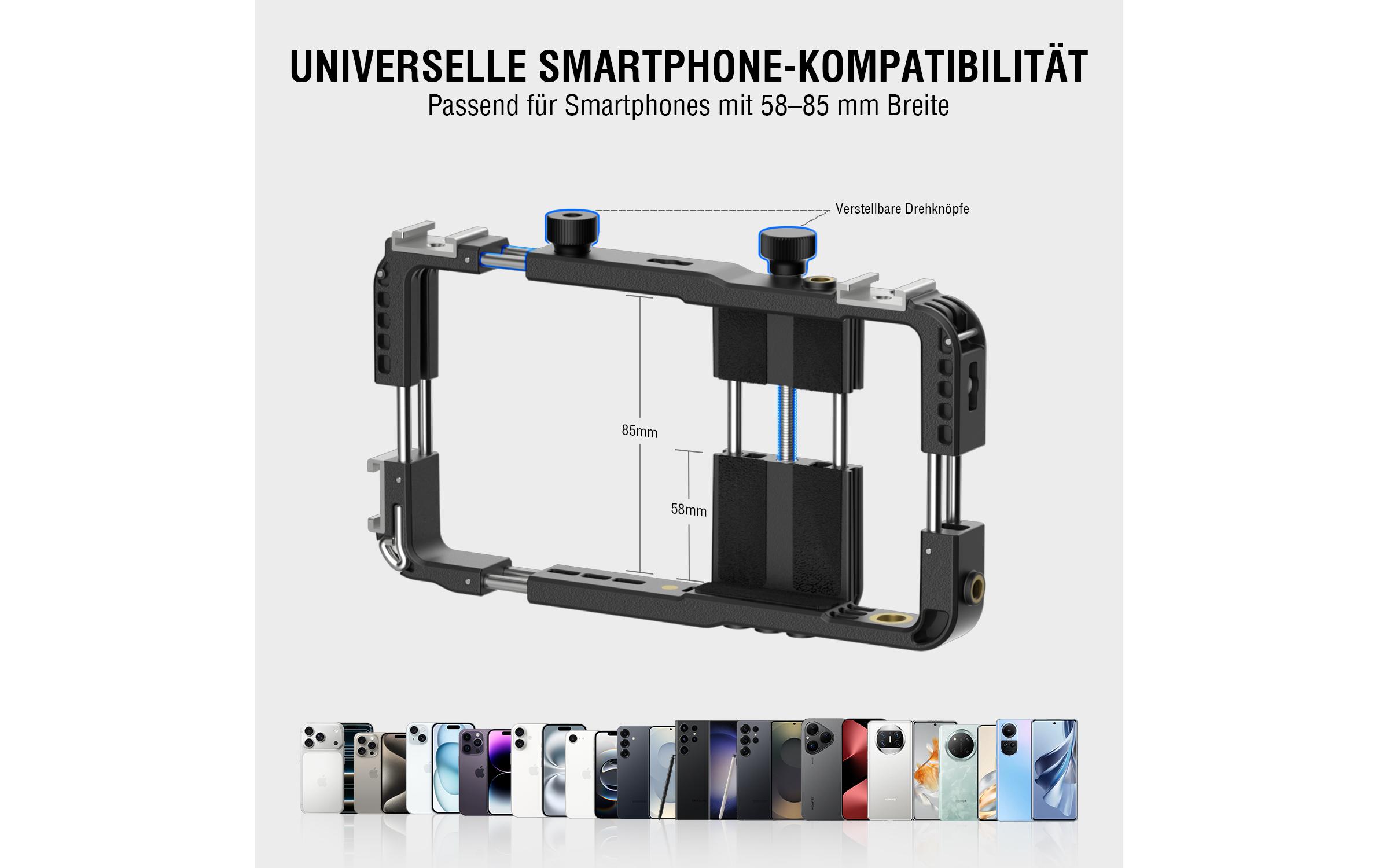 4smarts Universelles Smartphone-Video-Rig mit Fernauslöser, schwarz