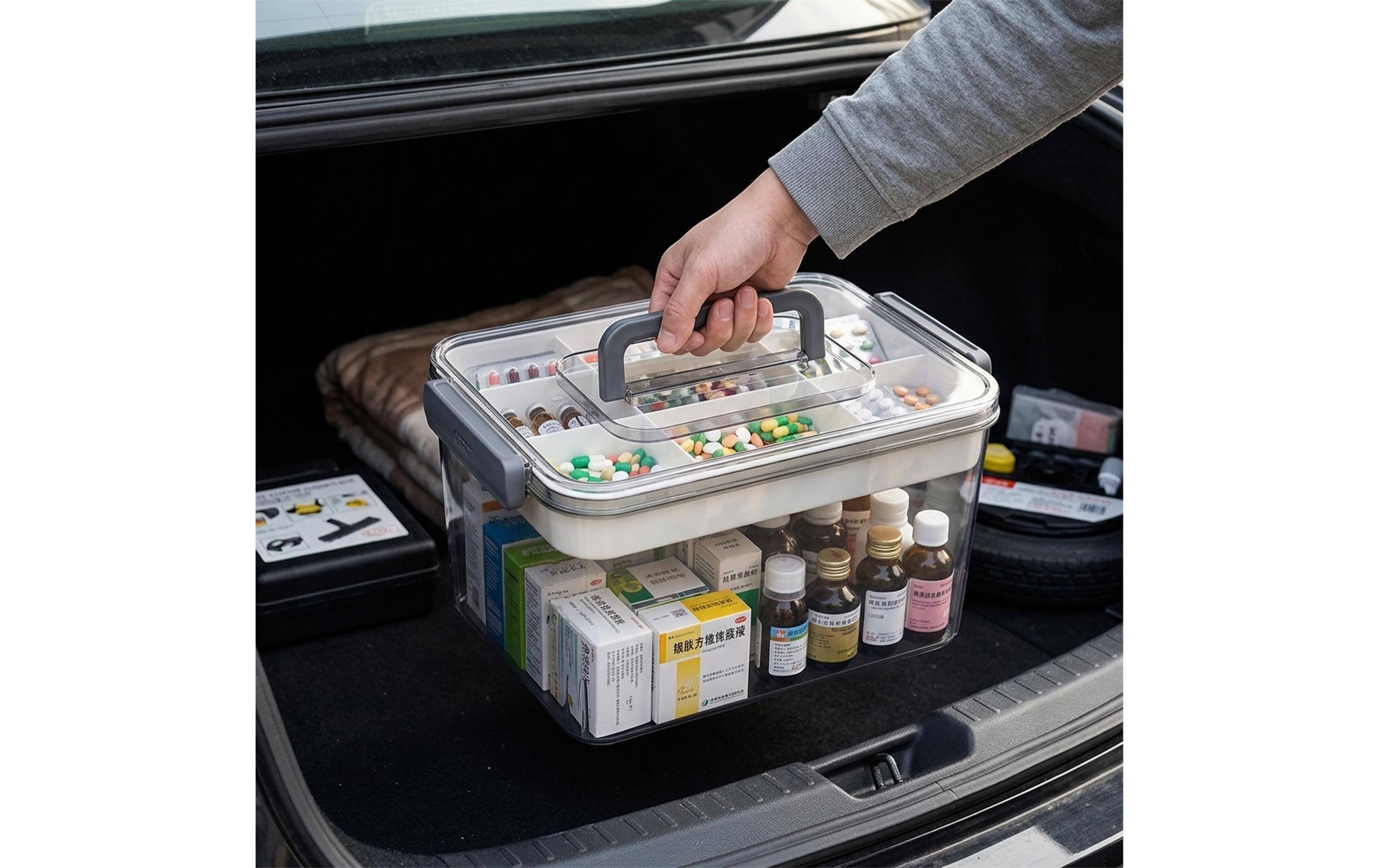 relaxdays Medizinbox aus Kunststoff Transparent