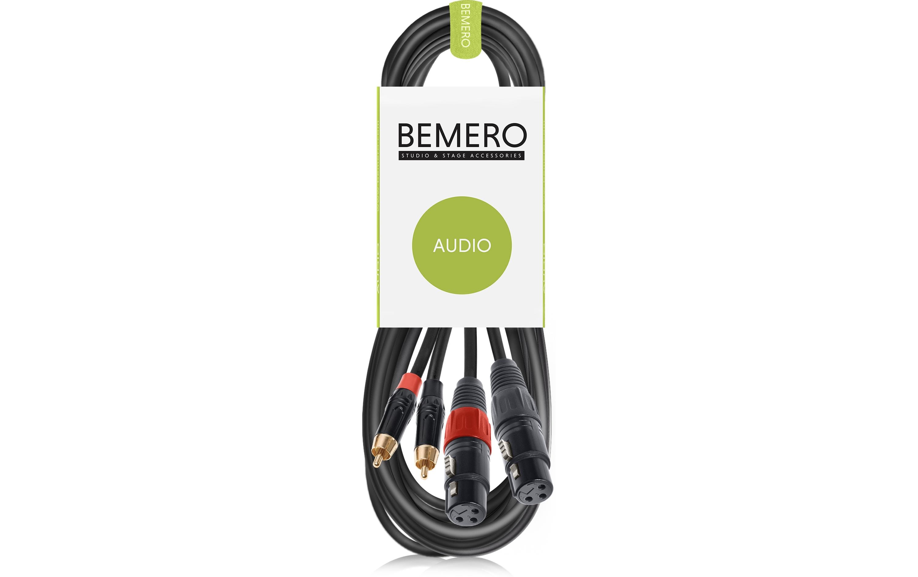 Bemero BAC2544-300BK 2x XLRf - 2x RCAm 3m 3 m, Schwarz