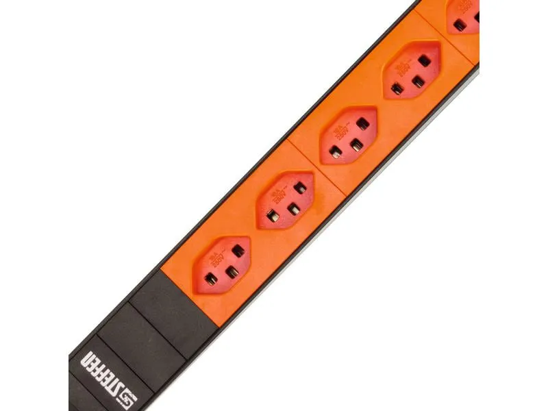 STEFFEN 19 Steckdosenleiste Alu Modular 8x T23, Schwarz/Orange STEFFEN 19 Steckdosenleiste Alu Modular 8x T23, Schwarz/Orange
