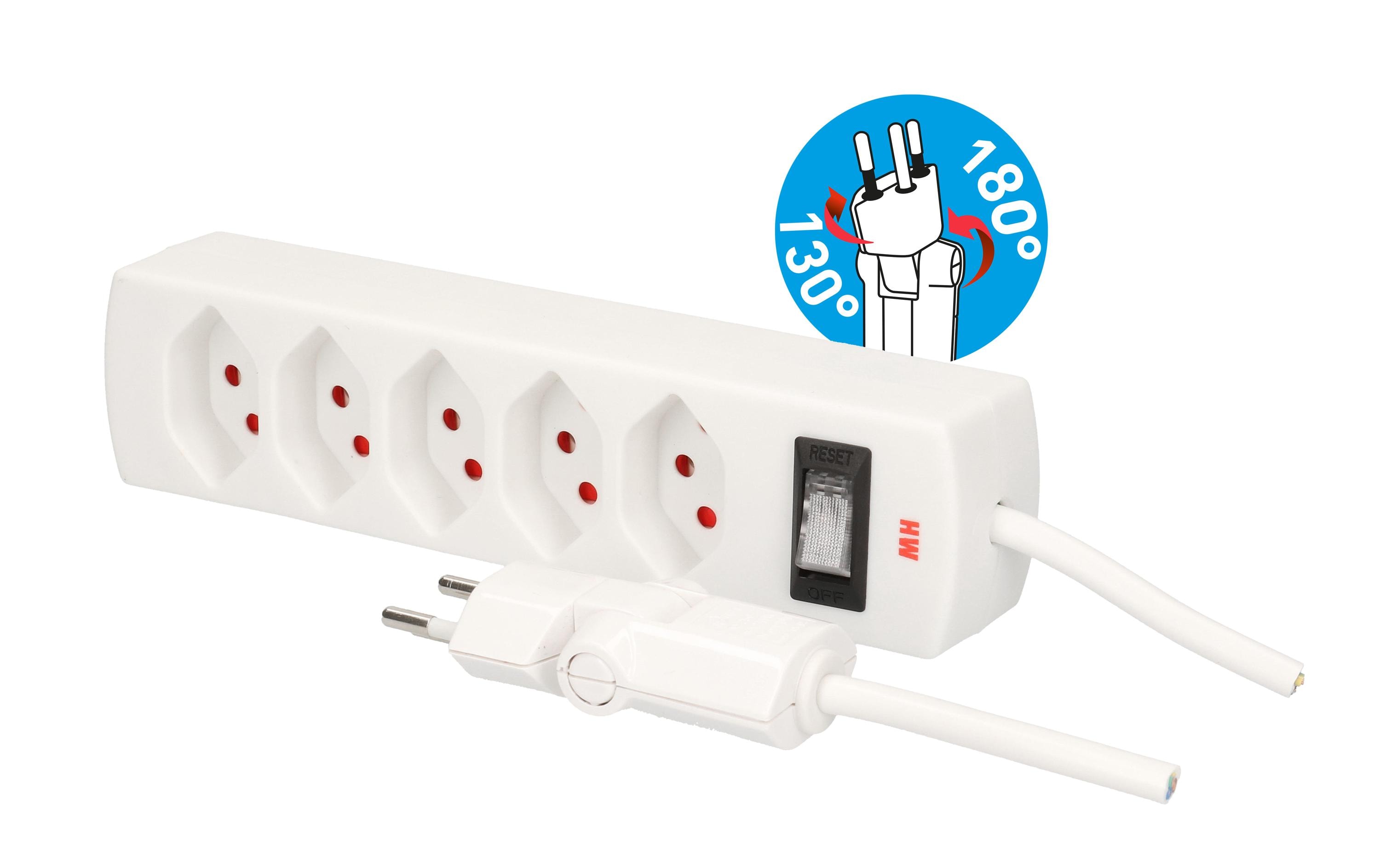 Max Hauri Kabelbox mit Steckerleiste 5x T13 Weiss