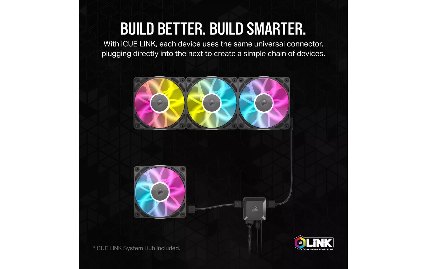 Corsair PC-Lüfter iCUE LINK RX120 RGB Schwarz, 3er Starter-Kit