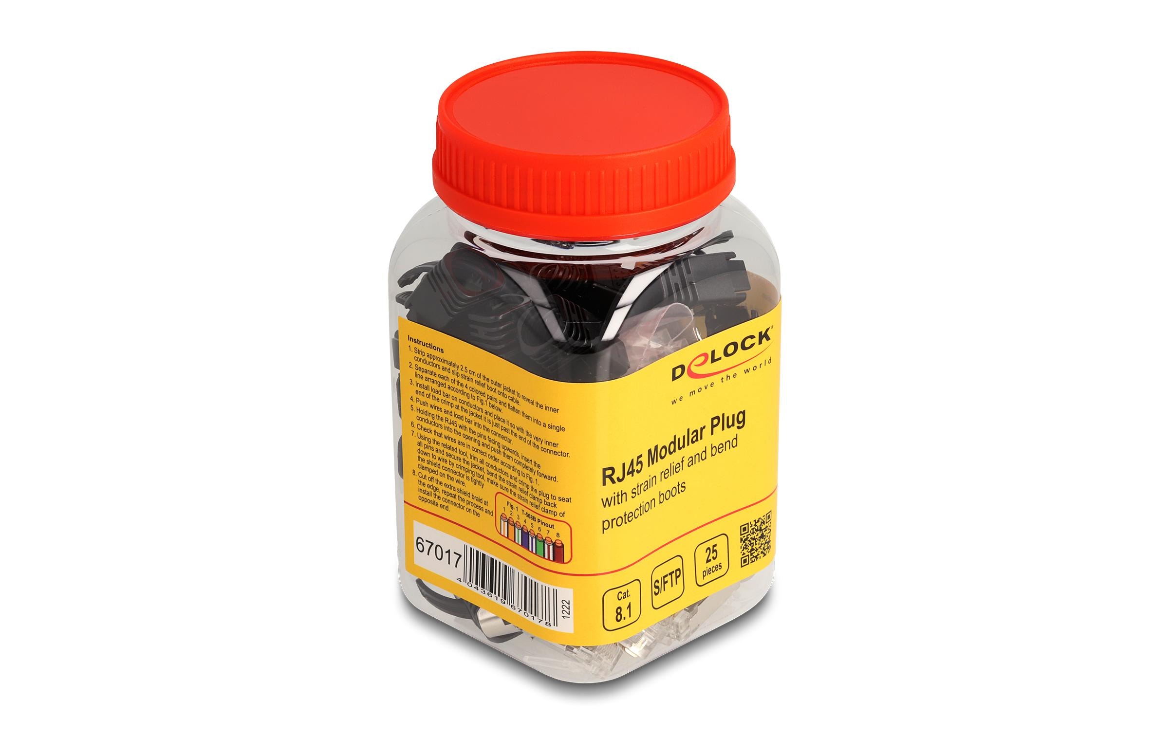Delock Stecker RJ45, S/FTP, Cat.8.1 25 Stück, Transparent