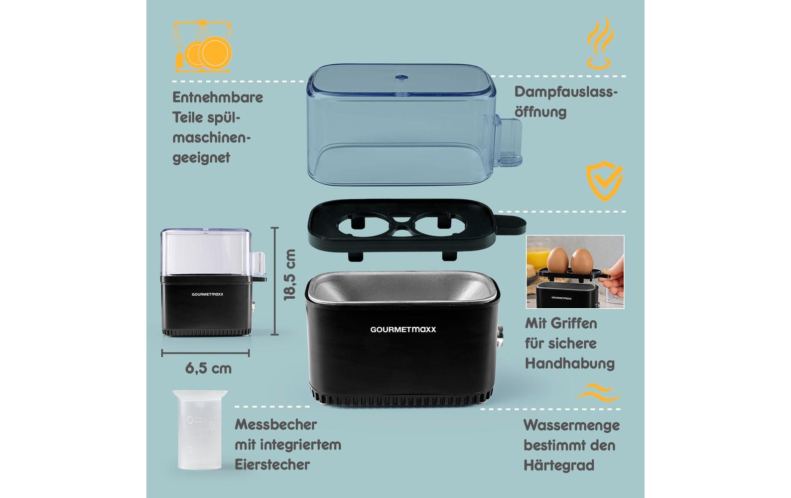 GOURMETmaxx Eierkocher Kompakt 2.0 250 W Schwarz