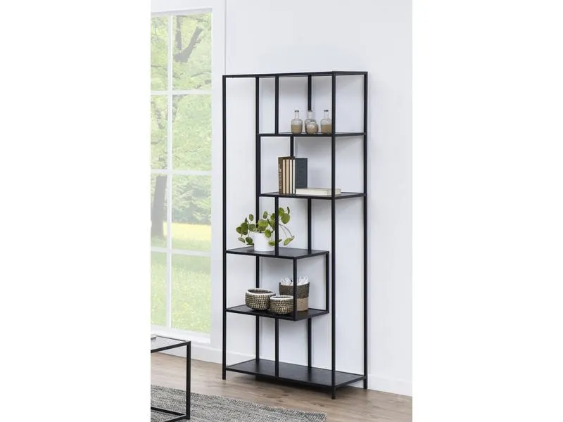 AC Design Regal Seaford 77 x 35 x 185 cm, Schwarz