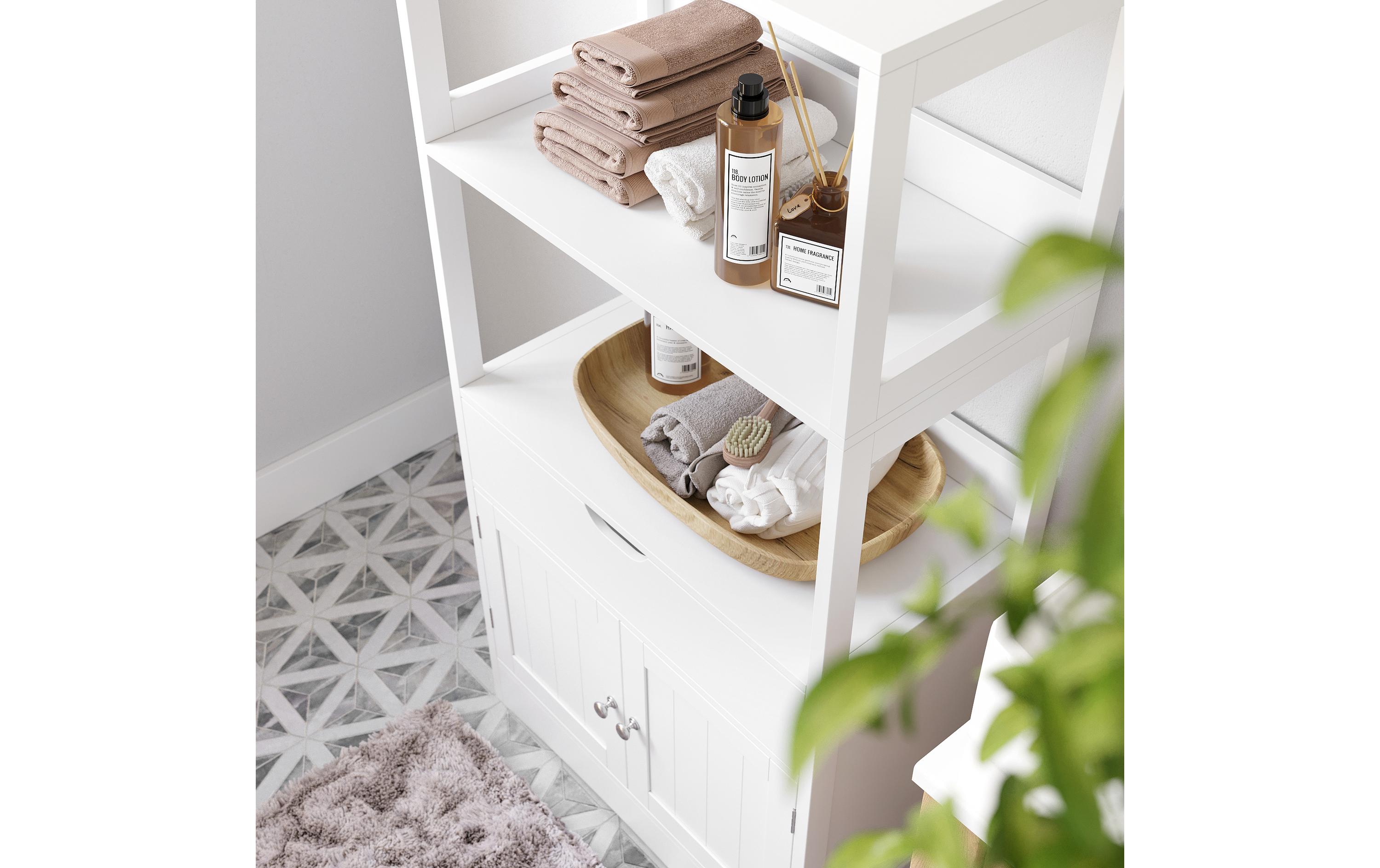 VASAGLE Badezimmerregal 60 x 32.5 x 122 cm, Weiss