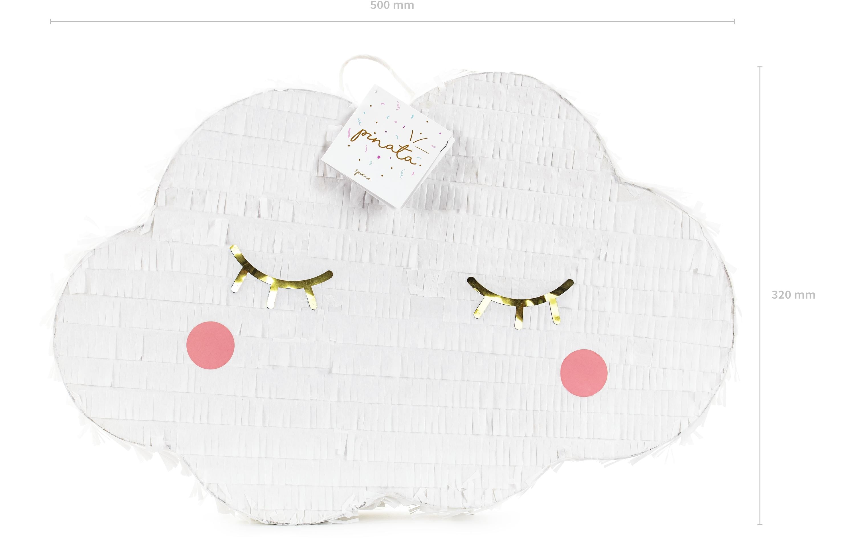 Partydeco Pinata Wolke, 50 x 32 x 9 cm, Weiss, 1 Stück