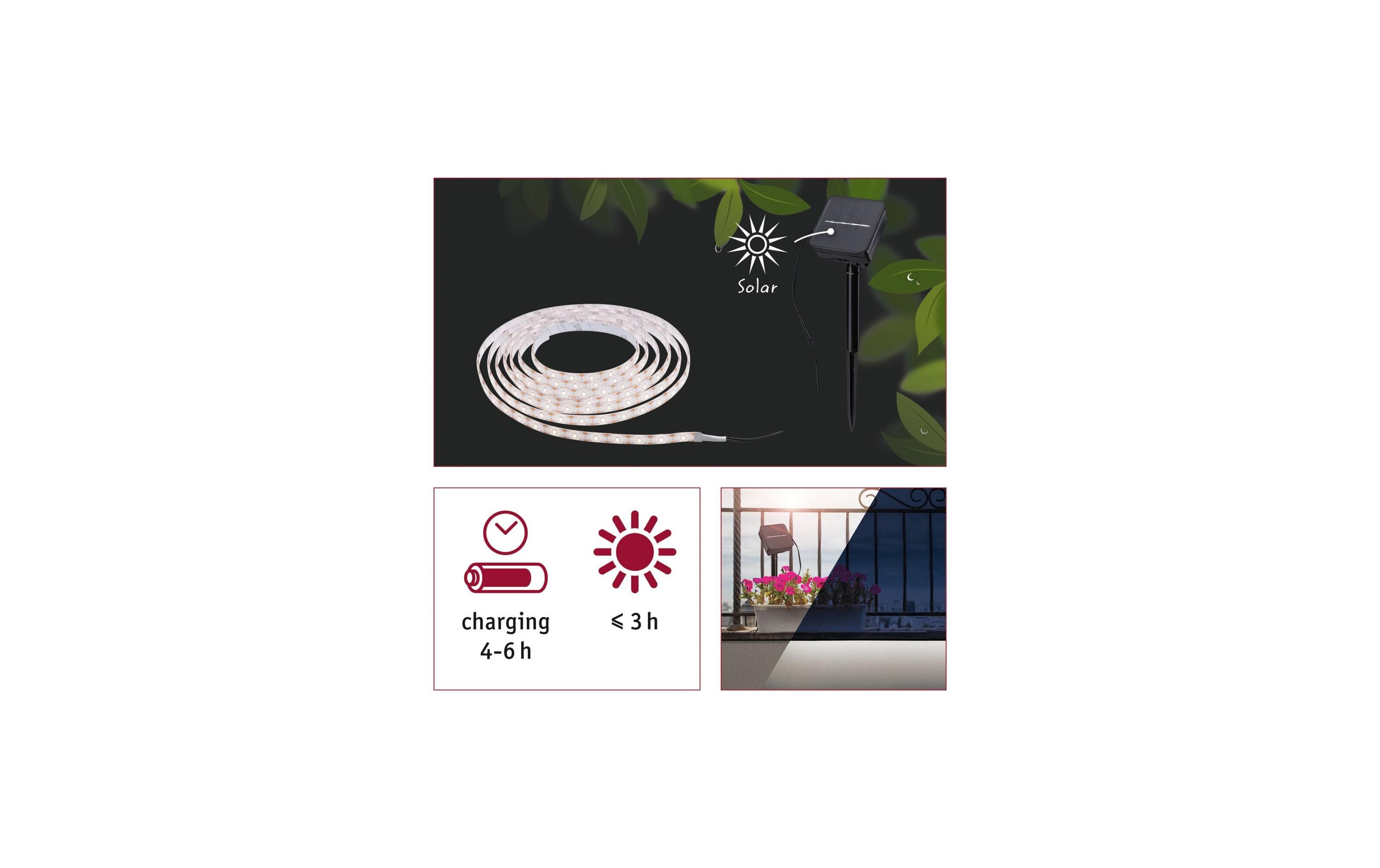 Paulmann LED Stripe Solar 3 m Dämmerungssensor und Akku