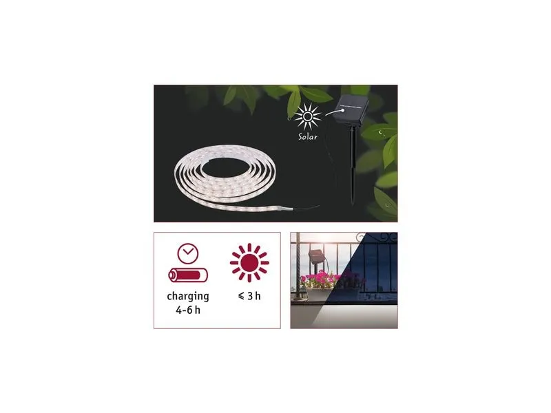 Paulmann LED Stripe Solar 3 m Dämmerungssensor und Akku Paulmann LED Stripe Solar 3 m Dämmerungssensor und Akku